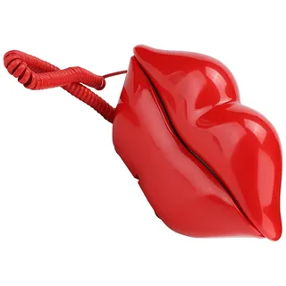 WX-3061 Festnetztelefon, Lippenform Desktop-Telefon Kabelgebundenes Telefon, Multifunktions-Schreibtisch-Telefondekorationsset für Home-Office-Hotel(rot)