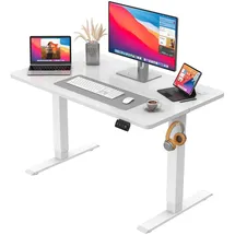JUMMICO Höhenverstellbarer Schreibtisch 100 x 60 cm Weiß