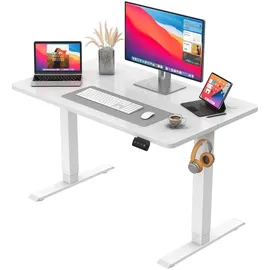 JUMMICO Höhenverstellbarer Schreibtisch 100 x 60 cm Weiß