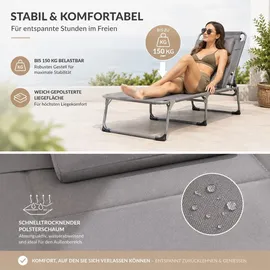 BigDean Sonnenliege 193 x 59 x 45 cm Grau