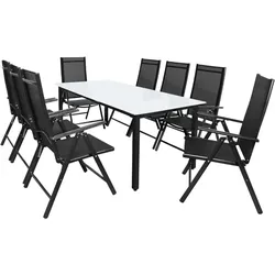 Gartensitzgruppe Bern 9-tlg 8 Personen Anthrazit Alu Milchglas Glas