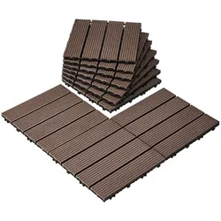 VEVOR 27x Terrassenfliesen Klickfliese Balkonfliesen Fliesen 30x30cm Dunkelbraun