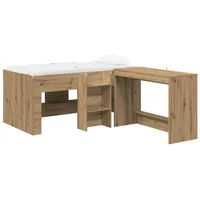 vidaXL Hochbett mit Schreibtisch für Kinder 2 Stk. 90 x 200 cm Eiche artisan