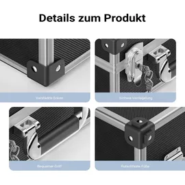 Wiltec PVC Universalkoffer 32x23x16 cm, PVC-Box abschließbar für Aufbewahrung und Transport von Werkzeug, Dokumenten usw., mit Griff und Tragegur...