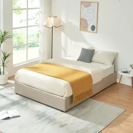 [en.casa] Polsterbett Nola 140x200 cm Leinen Beige