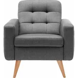 exxpo - sofa fashion Sessel EXXPO - SOFA FASHION "Nappa, Loungesessel mit aktueller Rückensteppung, bequem und modern", grau (anthrazit), B:81cm H:87cm T:78cm, Struktur ( 100% Polyester), Sessel, Sessel, hohe Holzfüße