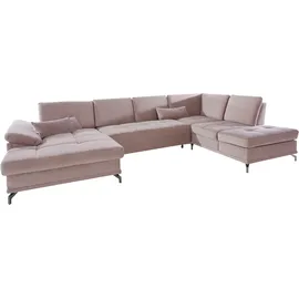 OTTO home Wohnlandschaft OTTO HOME "Costello U-Form, B: 363 cm mit Sitztiefen- & Armteilverstellung", beige (sand), B:363cm H:89cm T:223cm, 100% Polyester;Samtoptik (100% Polyester), Sofas, Wohnlandschaft, optional Bettfunktion & Bettkasten