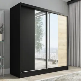 A&J MöbelLand Schwebetürenschrank SOLO 200 x 215 x 59,5 cm Schwarz