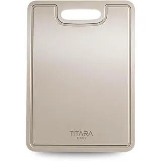 Titara Titan Schneidebrett, Antibakteriell und Geruchlos, Messerfreundliche Oberfläche, Spülmaschinenfest, Lebenslange Haltbarkeit, 100% Titan und kein Edelstahl (L - 39,5x28,5cm)