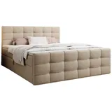 Luxusbetten24 Boxspringbett Luxor Kunstleder mit Stauraum | Beige