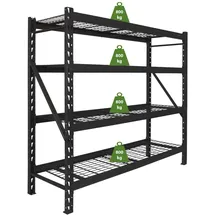 Trutzholm Schwerlastregal Stahl 180x190x60 cm schwarz 3200 kg 4 Gitterböden