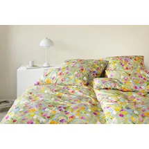 ELEGANTE Mako-Batist Tulpen Blau 155 x 220 cm + 80 x 80 cm