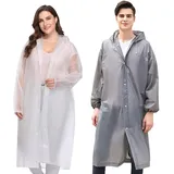 2 Stück Regenponcho, Regenmantel Eva Regenponcho Regencape für Damen und Herren mit Kaputze, Wiederverwendbar Wasserdicht Regenjacke festival Regenbekleidung Regen Poncho Cape für Wandern Radfahren - XXL