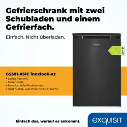 Exquisit Gefrierschrank GS81-051C inoxlook-az | Nutzinhalt: 85 L | 4-Sterne-Gefrieren | Standgerät