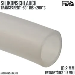 2 x 5 mm Silikon Silicon Industrie Schlauch transparent talkumiert Lebensmittel ...