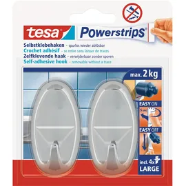 Tesa Garderobenhaken Powerstrips Large Oval Chrom