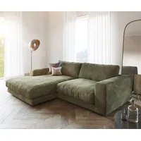 DeLife Ecksofa Cubico 250x190 cm Samt Olive Recamiere links - Grün