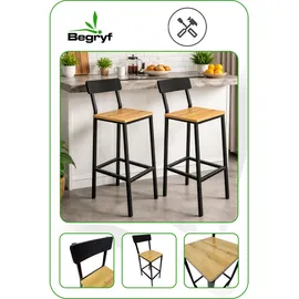 OEM Barhocker-set, 2-teilig, Mit Rückenlehne, Loft-hocker-set, Eiche, 30x40x90 Begryf