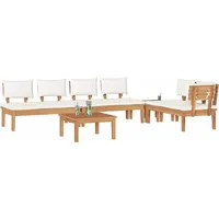 vidaXL Gartenbänke Set mit Kissen mit Speicher 5 pcs Braun Creme 3356874