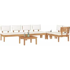 vidaXL Gartenbänke Set mit Kissen mit Speicher 5 pcs Braun Creme 3356874