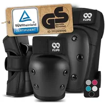 99flips schützer Set Protektoren Erwachsene Inliner TÜV - Ellenbogen, Knieschoner & Hand schwarz M