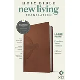 Tyndale House Publishers NLT Large Print Premium Value Thinline Bible, Filament Enabled (Leatherlike, Brown Celtic Cross)