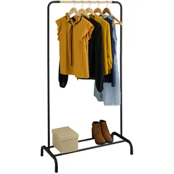 Relaxdays Kleiderständer, HBT: 149 x 80 x 40 cm, Kleiderstange, Jacken, Hemden, Metall, freistehende Garderobe, schwarz