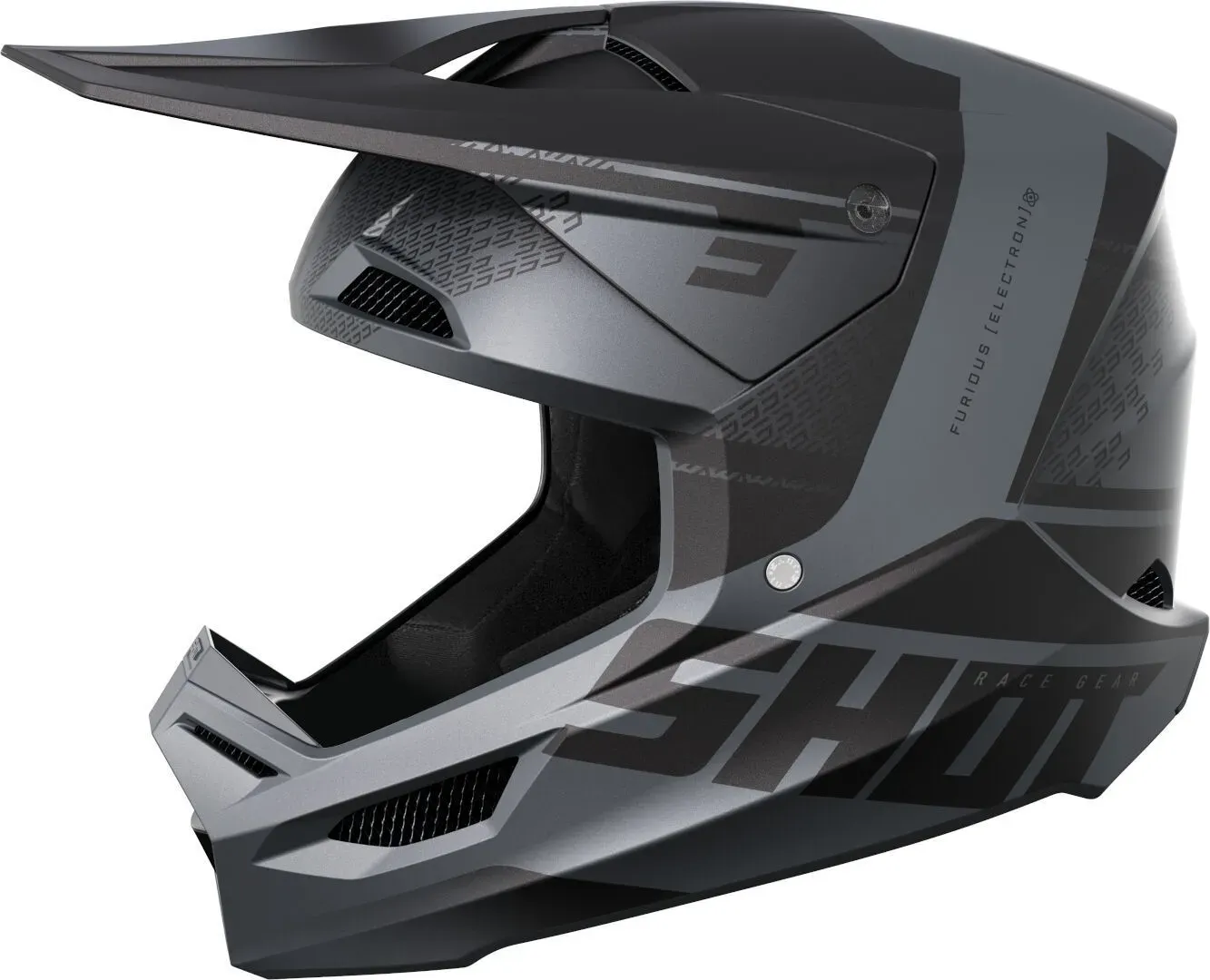 Shot Furious Electron Motocross Helm, schwarz, Größe XL für Männer