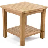 Divero Beistelltisch Blumen Hocker Balkontisch Teak Holz Tisch für Bad Terrasse Balkon Garten – wetterfest stabil unbehandelt – 50 x 50 cm Natur braun behandelt (wählbar) (braun)