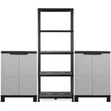 ONDIS24 Mehrzweckschrank-Set Kunststoffschrank Prestige, Steckregal 71 x 35 x 180 (H) cm, (3-St), UV- und witterungsbeständig, hochwertiger und robuster Kunststoff grau|schwarz