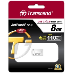 Transcend Transcend USB Stick 8GB Speicherstick JetFlash 720 silber Mini USB 3.1 USB-Stick