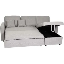 Mendler Eckcouch mit Bettkasten 2-Sitzer Grau