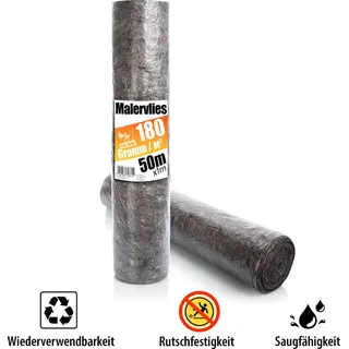 BigDean Premium Malervlies 180g/m2 50m Rolle mit Durchsickerungsschutz – Abdeckvlies wiederverwendbar für Malerbedarf & Heimwerker