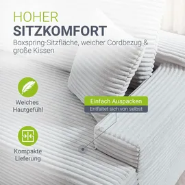 Juskys Sofa Coredo Links Cord Hellgrau