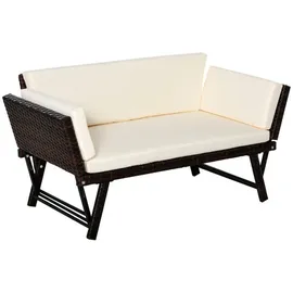 Outsunny Polyrattan Gartensofa 2-Sitzer Loungesofa braun