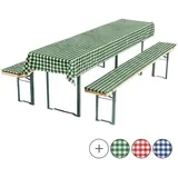 Bierbankauflagen-Set, Auflage Tischdecke 3-teilig Grün/Weiß