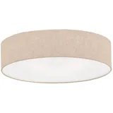 meineWunschleuchte Led Deckenlampe Rund Groß mit Lampenschirm Leinen Beige, Ø 60cm