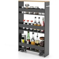 Costway Nischenwagen 20cm breit, 4 Etagen Servierwagen auf Rollen,