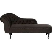 Chaiselongue Samtstoff dunkelbraun linksseitig NIMES