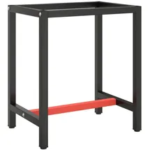 vidaXL Werkbankgestell Mattschwarz und Mattrot 70x50x79 cm Metall
