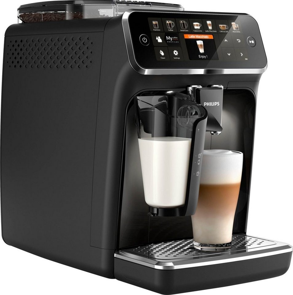 Philips Kaffeevollautomat 5400 Series EP5441/50 LatteGo, für 12 Kaffeespezialitäten und 4 Benutzerprofilen, mattschwarz schwarz