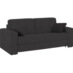 Schlafsofa HOME AFFAIRE "Roma Matratzenhöhe 14 cm", schwarz, B:220cm H:85cm T:100cm, Struktur/Luxus-Microfaser (100% Polyester), Struktur fein ( 100% Polyester), Sofas, Dauerschlaffunktion, mit Unterfederung, Lattenrost, Matratze