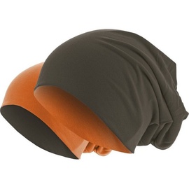 MSTRDS Jersey Beanie reversible, chocolate/orange, One Size