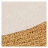 vidaXL Teppich Geflochten Weiß & Natur 150 cm Jute & Baumwolle Rund