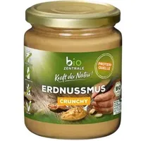 BioZentrale Nussmus Erdnussmus crunchy, BIO, 99,3% Erdnuss, ohne Zuckerzusatz & Palmöl, 250 g