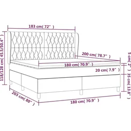 vidaXL Boxspringbett 180 x 200 cm Taupe