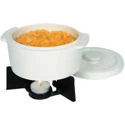 Boska Cheese Baker L/Sehr vielseitig einsetzbar/Kompakte Ofenform/Rund/Mit Untergestell und Teelicht/Weiß & Schwarz