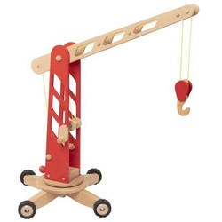 goki Spielzeug-Kran 55936, 67 cm, aus Holz, Rot, für Kleinkinder