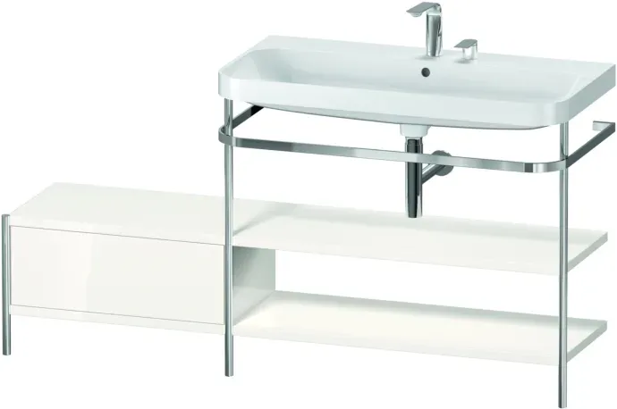 Duravit Happy D.2 Plus Möbelwaschtisch-Kombination HP4848E2222 160 x 49 cm, 2 Hahnlöcher, weiß hochglanz, mit Metallkonsole
