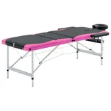 vidaXL Massageliege Klappbar 3-Zonen Aluminiumgestell Schwarz und Rosa